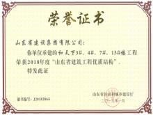 和天下3#、4#、7#、13#樓獲2018年度“山東省建筑工程優(yōu)質(zhì)結(jié)構(gòu)”
